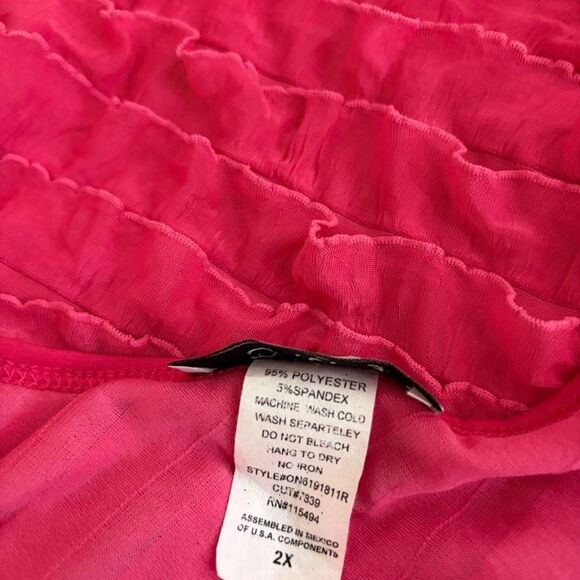 Only 9 Blouse Women's 2X Pink Ruffle Short Sleeve 3D Casual Pink Shirt - Picture 7 of 8